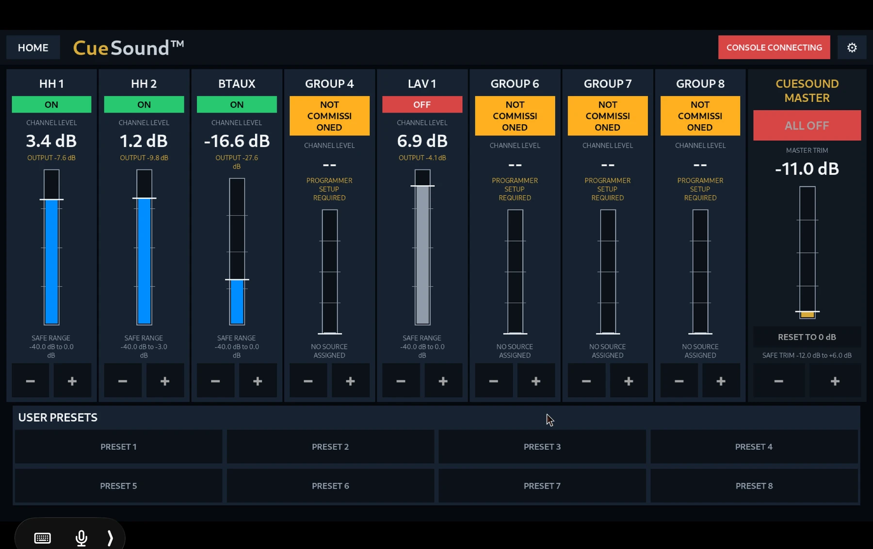 CueSound operator interface